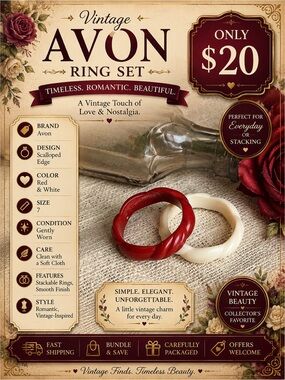 Vintage Avon Scalloped Ring Set Size 7 Jewelry